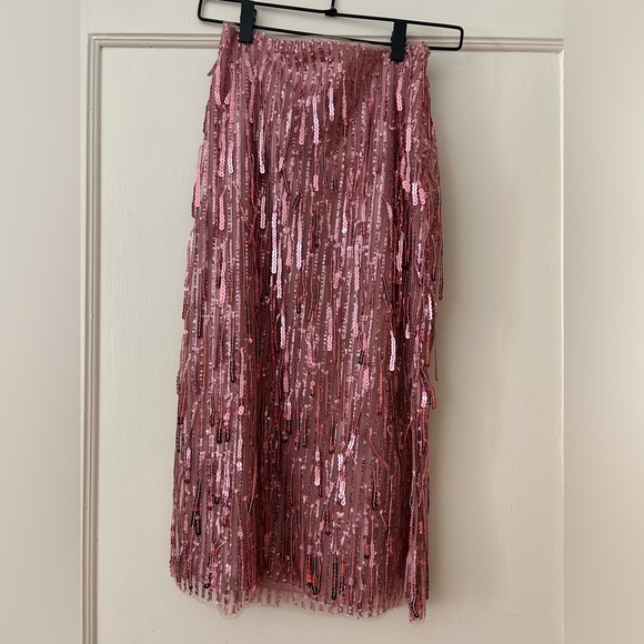 Anthropology Maeve Pink Sequin Midi Skirt - UK 2/US00 - Picture 2 of 5